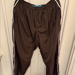 Vintage Athletic Works Brown Workout Pants with White Accents and Zipper Men XL